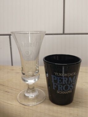 Lot of two liquor shot glasses - Yukon Jack & Jagermeister